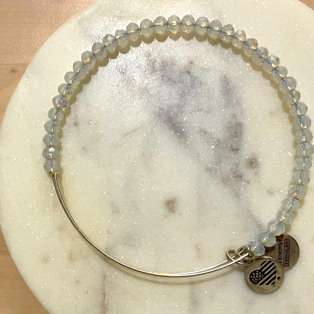 Alex and Ani Rafaleian Clear Crystal Beaded Bracelet in Silver